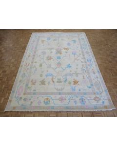 9'11 x 13'10 Hand Knotted Ivory Modern Oushak Oriental Rug G14715