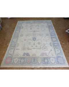 12 x 15'7 Hand Knotted Ivory Modern Oushak Oriental Rug G14720