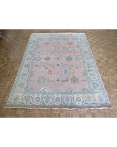 9 x 12 Hand Knotted Pink Turkish Oushak Oriental Rug G15167