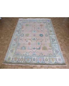8'10 x 12 Hand Knotted Pink Turkish Oushak Oriental Rug G15168