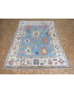 8'10 x 12 Hand Knotted Blue Colorful Oushak Oriental Rug G15183