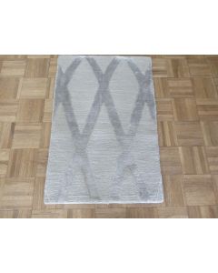 2 x 3 Hand Knotted Gray Modern Oriental Rug With Silk G15417