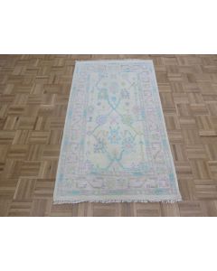 3'1 x 5'1 Hand Knotted Ivory Modern Oushak Oriental Rug G15430