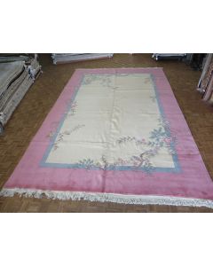 12'4 X 18'4 Hand Knotted 90 Line Oriental Rug Chinese Ivory/Pink G8843