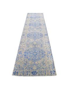 2'5"x10' Wool And Silk Mamluk Design Hand Loomed Runner Oriental Rug G49111