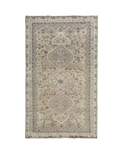 4'10"x7'10" Earth Tone Old And Worn Down Pure Wool Hand Knotted Fine Rug G57237