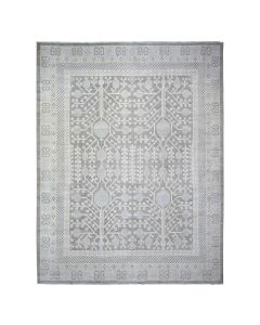 11'2"x14'3" Gray Washed Out Peshawar Hand Knotted Pure Wool Oversized Rug G73281