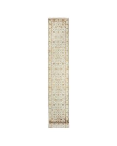 2'7"x20'7" Egret White Silk and Wool Hand Knotted Rajasthan XL Runner Rug G75367