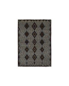 3'10"x5'8" Brown Afghan Balooch Geometric Design Hand Knotted Wool Rug G78141
