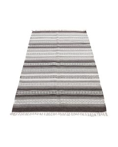 3'x5'2" Gray Striped Reversible Kilim Hand Woven Flat Weave Rug G78143