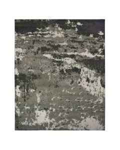 8'x9'10" Gray, Abstract Design, Hand Knotted, Wool and Silk, Oriental Rug G78144