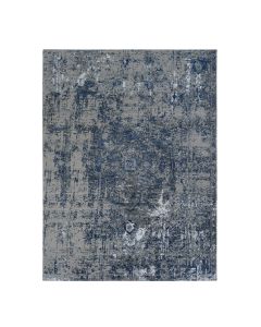 9'x12' Blue Erased Heris Design Wool and Silk Hand Knotted Oriental Rug G78154