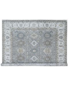10'x10' Gray Karajeh Tribal Medallions Hand Knotted 100% Wool Square Rug G84934