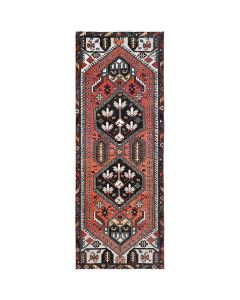 3'4"x9'3" Lust Red Old Zoroastrian Bakhtiari Organic Wool Wide Runner Rug G85995
