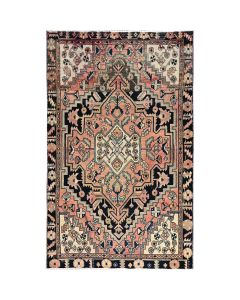 4'1"x6'1" Brown Vintage Zoroastrian Bakhtiari Worn Wool Oriental Rug G86061