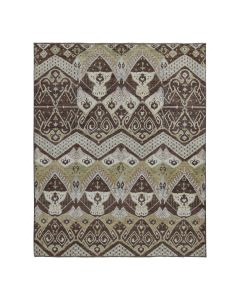 8'1"x10' Brown Ikat Tribal and Geometric Design Wool Hand Knotted Rug G87007