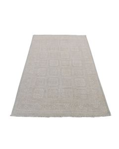 4'x6' Beige Hand Knotted Washed Out Khotan Design Pure Wool Rug G87616