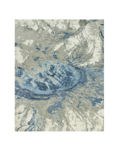 9'x12'3" True Blue Abstract Galaxy Wool and Silk Hand Knotted Rug G90455