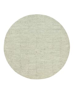 8'x8' Gray Wool Cord Collection Plain Hand Woven Flat Weave Round Rug G90456