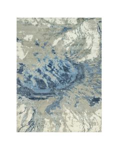 9'x12'3" Alaskan Blue Abstract Galaxy Wool and Silk Hand Knotted Rug G90457