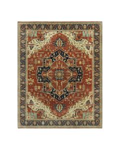8'1"x10'2" Red 100% Wool Antiqued Heris Re-creation Hand Knotted Rug G90631